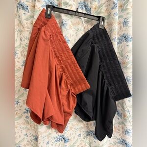 Set of extra high waisted crinkle waist shorts